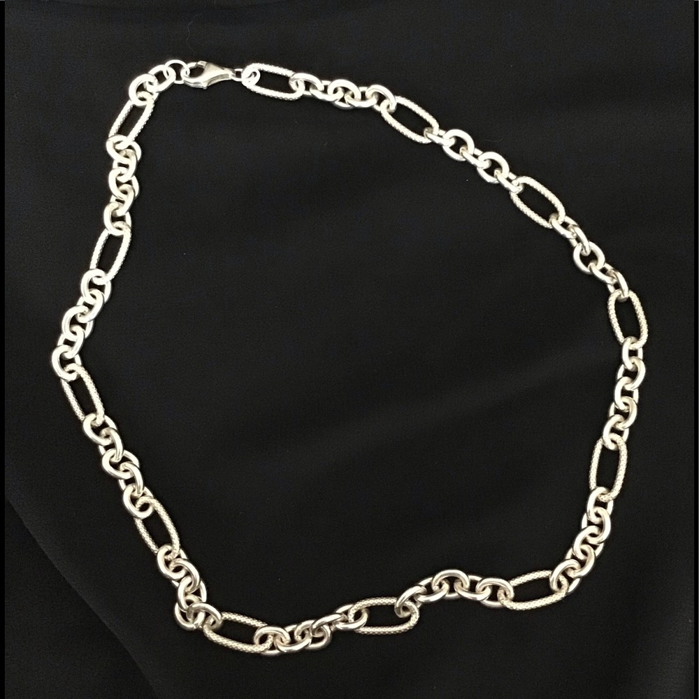 Sterling Silver Textured Chain Necklace